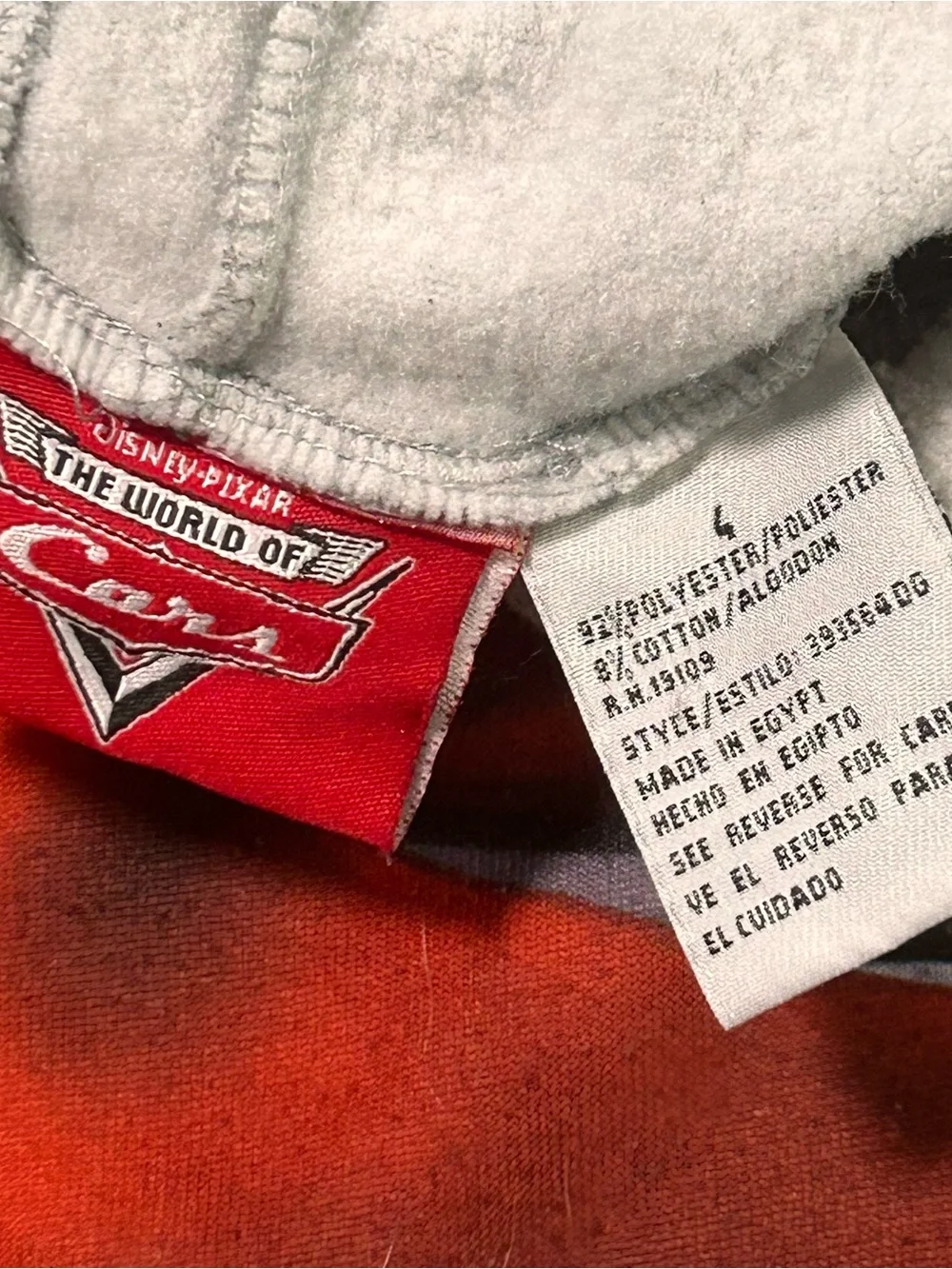 Disney Cars Lightning Mcqueen Hoodie Sweatshirt Size 4 - Picture 6 of 7
